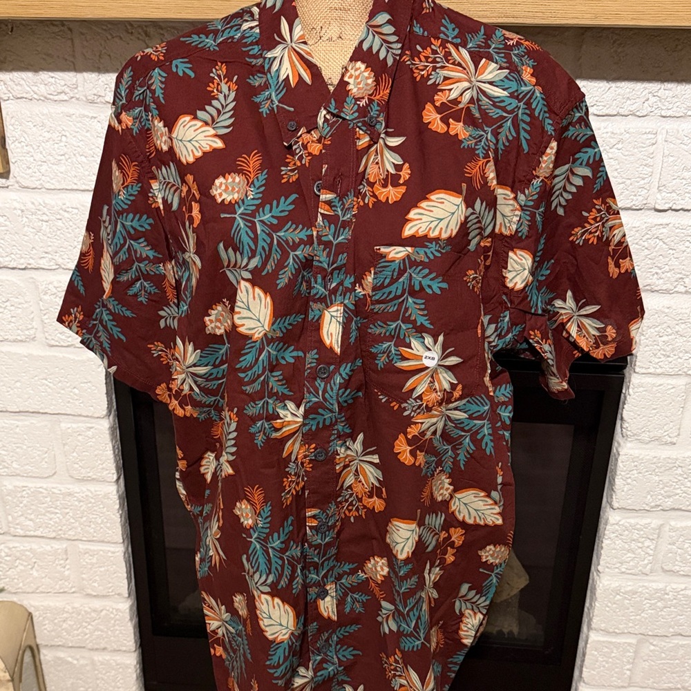 Eddie Bauer Burgundy Floral Men's Shirt